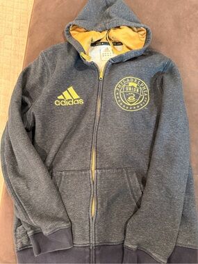 adidas Gray and Yellow Philadelphia Union Full-Zip Hoodie